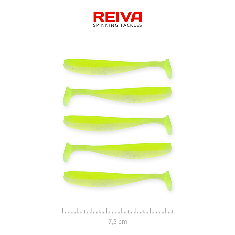 REIVA ZANDER FLASH SHAD 7,5 CM FLUO SÁRGA FLITTERES