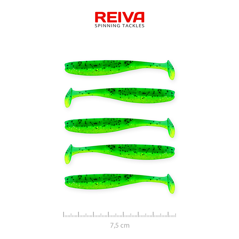 REIVA ZANDER FLASH SHAD 7,5 CM ZÖLD FLITTER