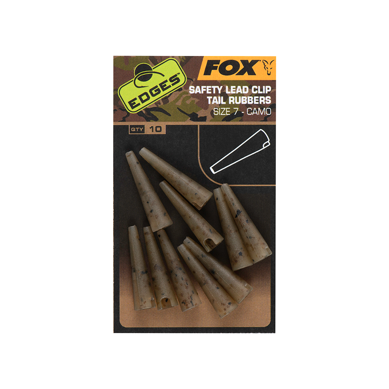 FOX EDGES CAMO SAFETY LEAD CLIP TAIL RUBBERS - SIZE 7