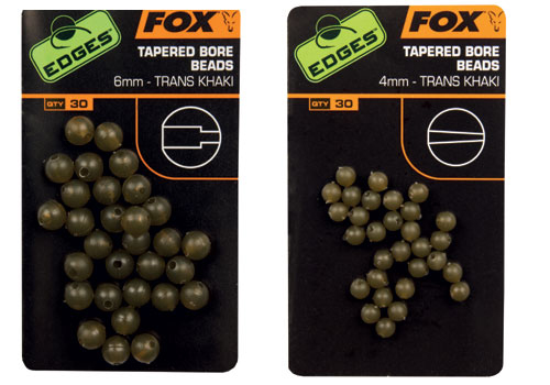 FOX EDGES 6mm TAPERED BORE BEADS TRANS KHAKI