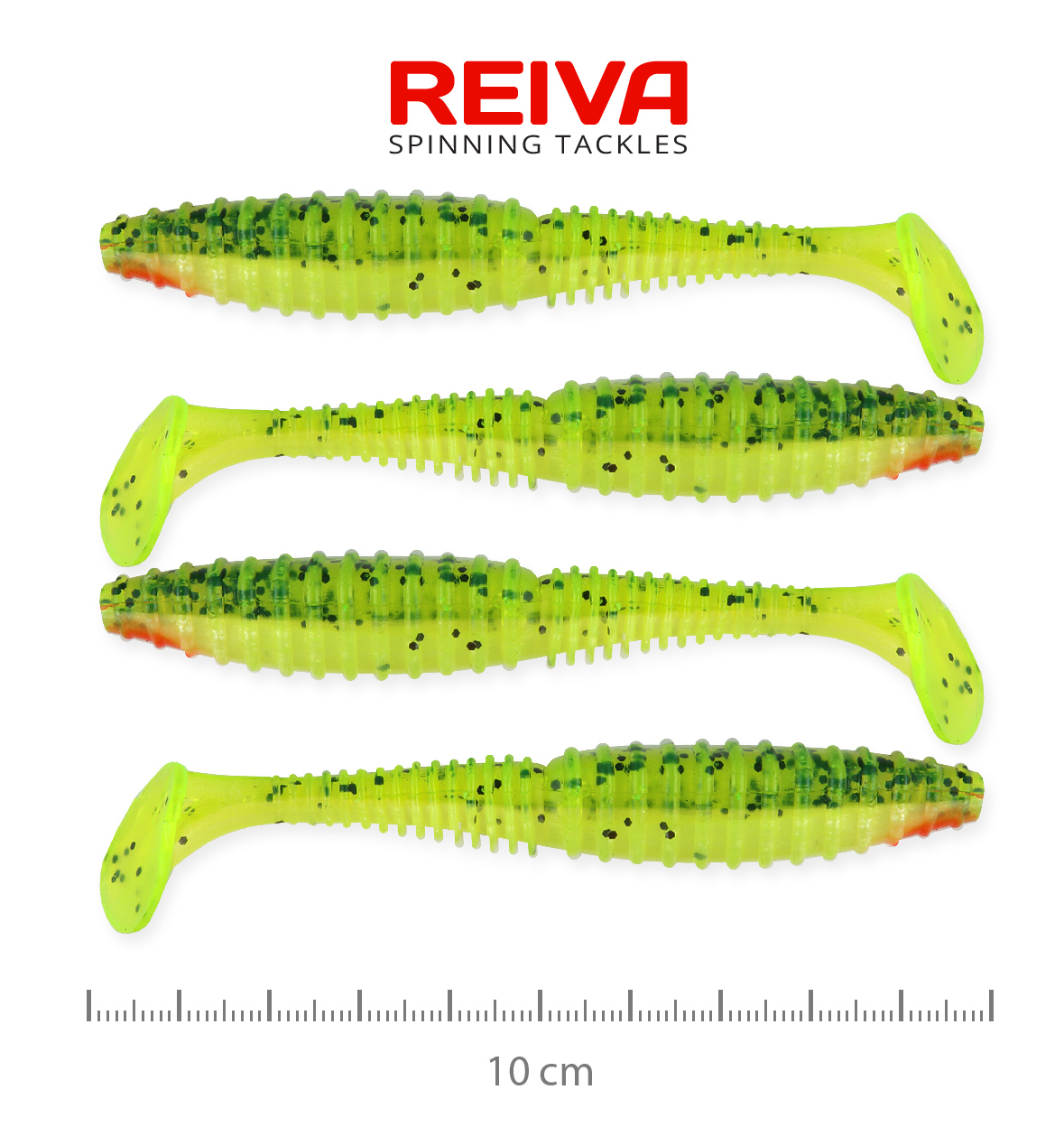 REIVA ZANDER POWER SHAD 10CM 4DB/CS FLUOSÁRGA ZÖLD