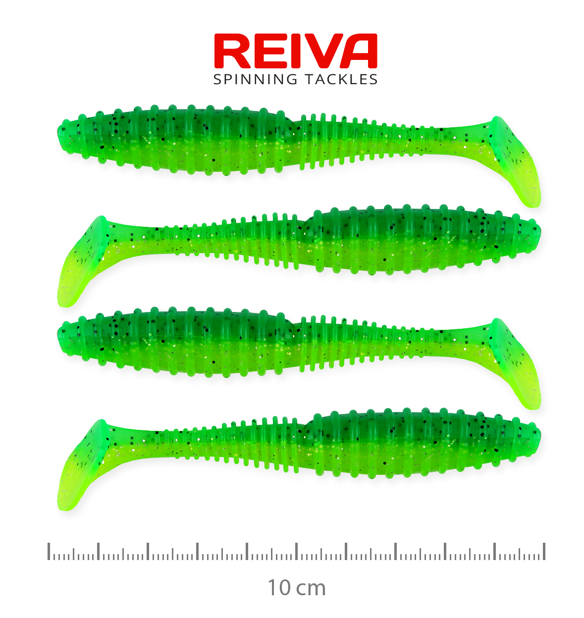 REIVA ZANDER POWER SHAD 10CM 4DB/CS ZÖLD CSILLÁM